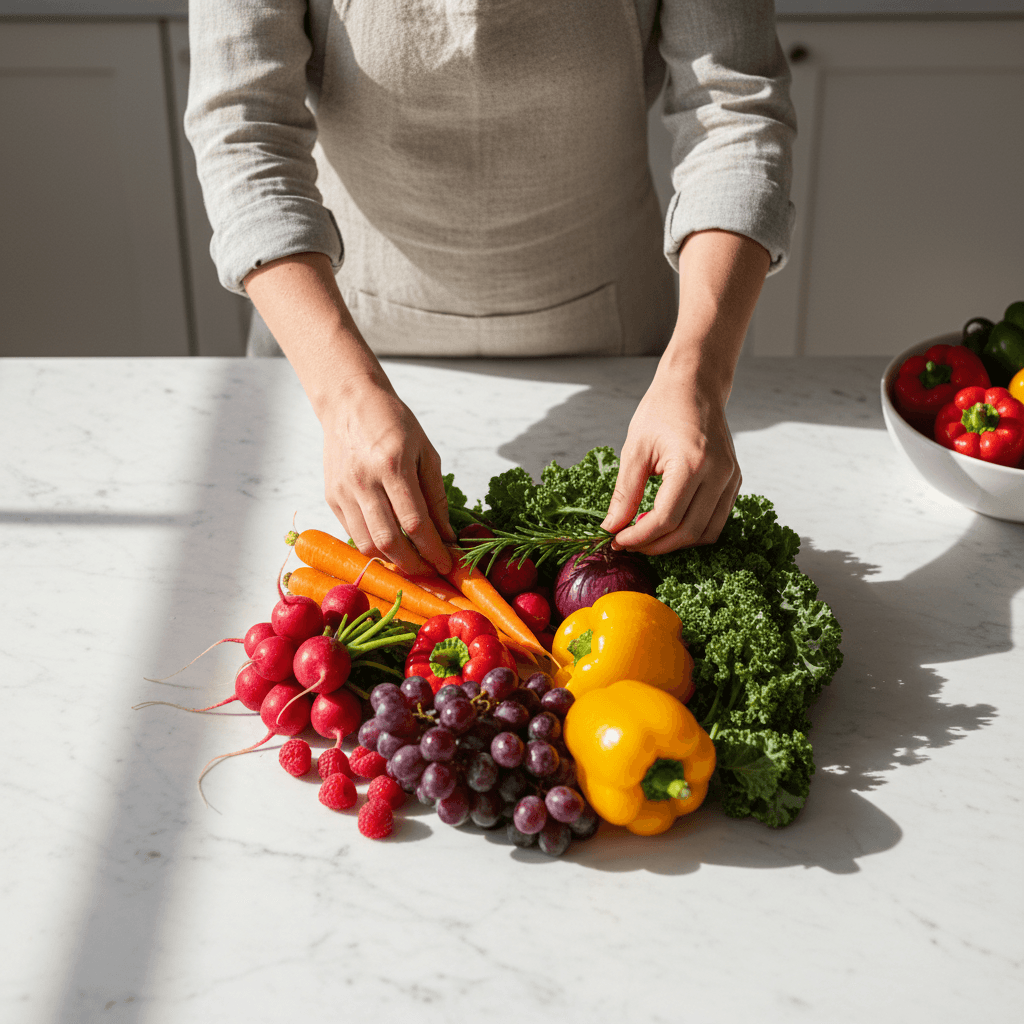 Preparazione di ingredienti freschi in cucina